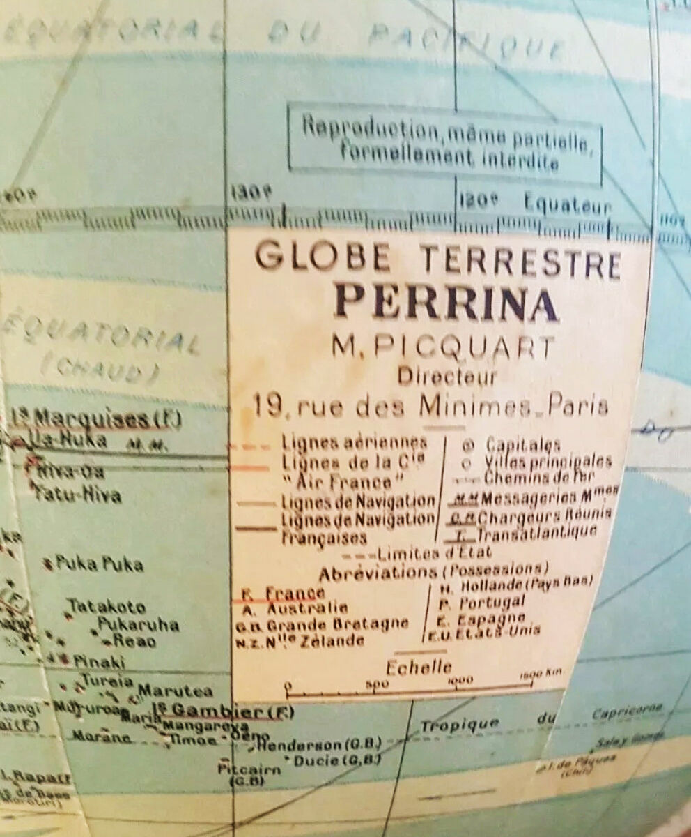 Terrestrial globe glass map Perrina