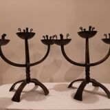 Pair of brutalized candlesticks