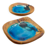 Set of 2 lagoon blue pottery pockets from La Colombe
