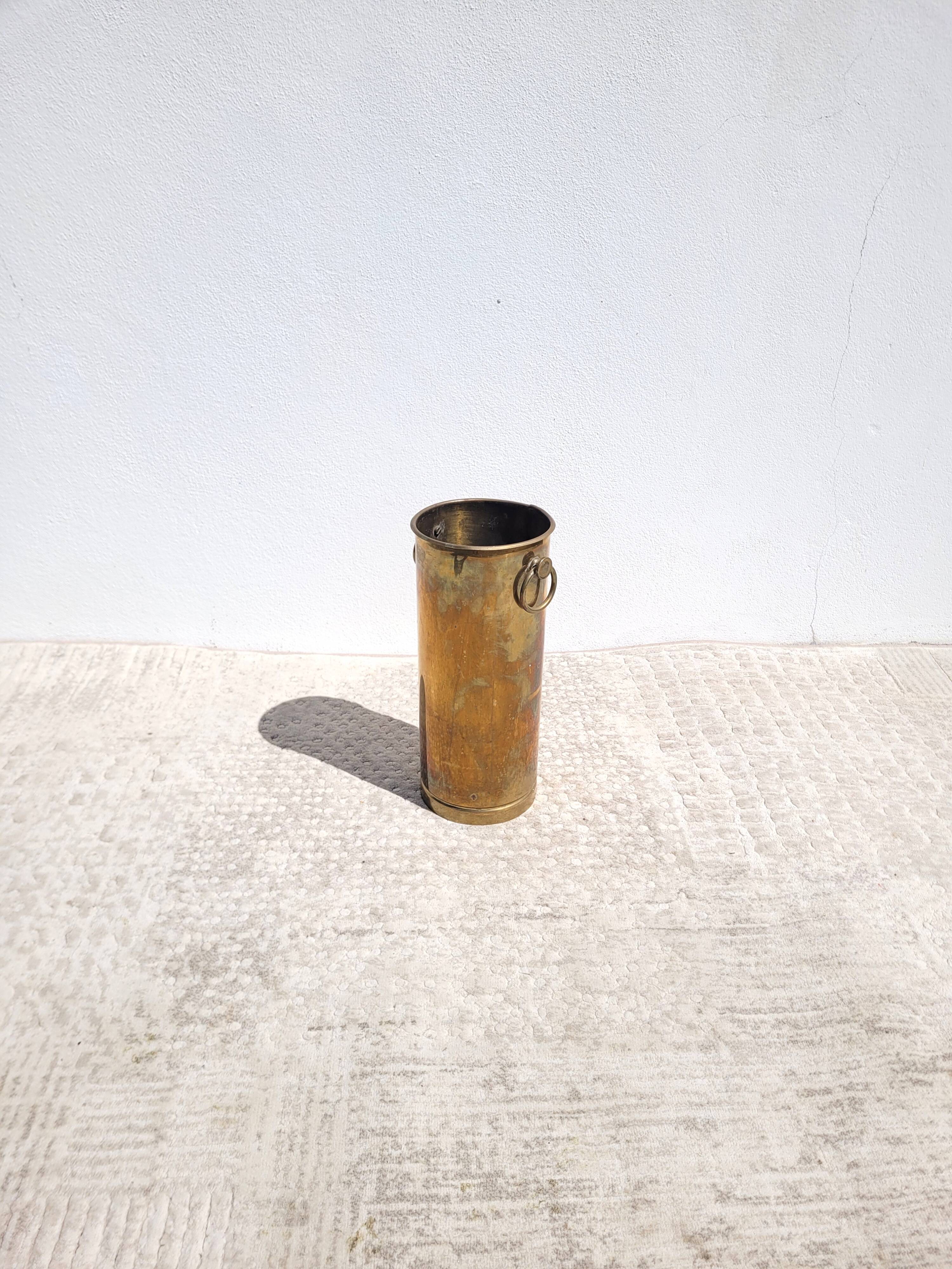 Cylindrical brass umbrella stand – 1960s/70s