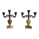 Pair of vintage onyx brass candlesticks