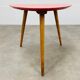 Steiner tripod side table by Baumann, wood, red top, 60s