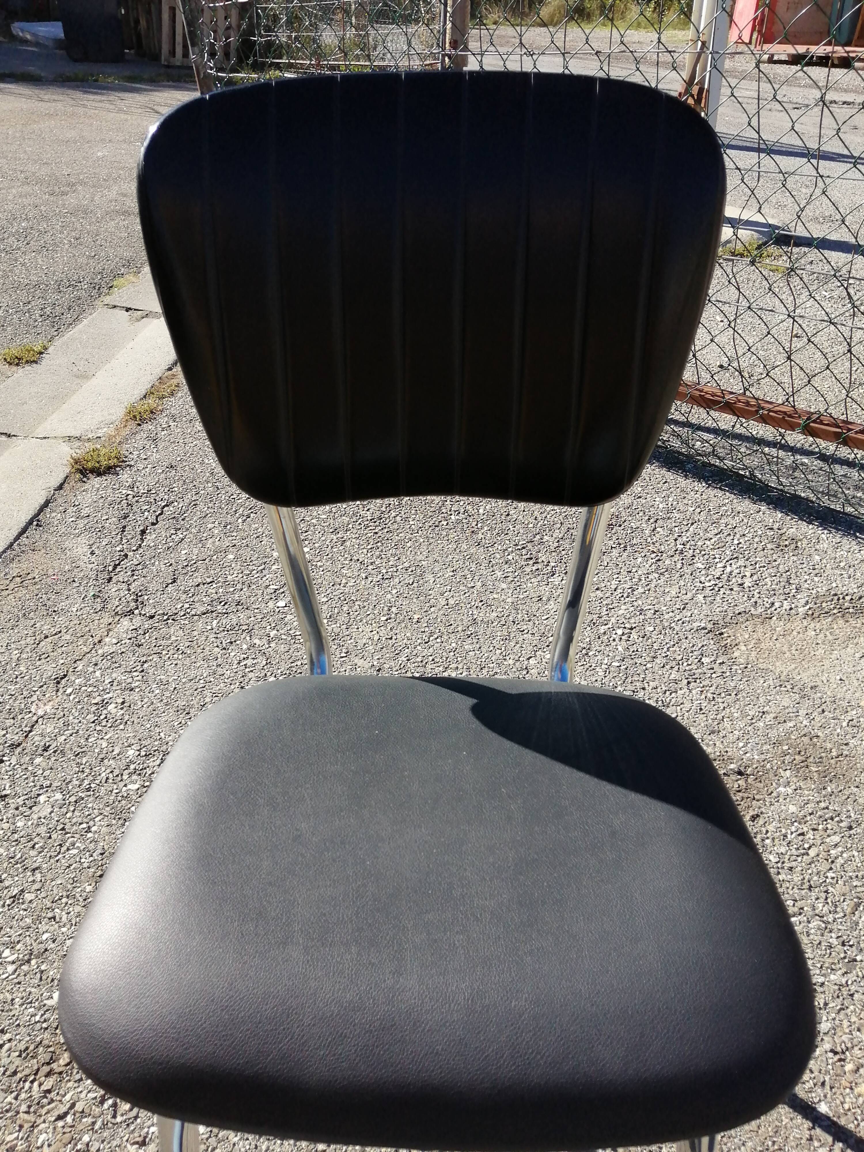 Series of 4 vintage black skai chairs - Vanac Aix