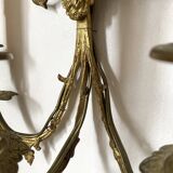 19th-century Napoleon III style gilded bronze wall sconce with bevelled mirror.