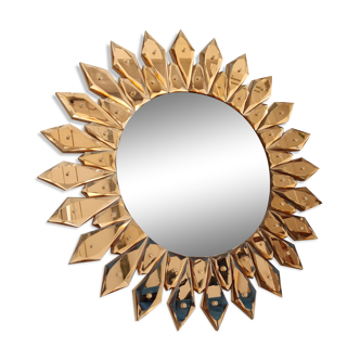 Miroir soleil vénitien vintage 50/60s biseauté grand format 100 cm SB 100cm