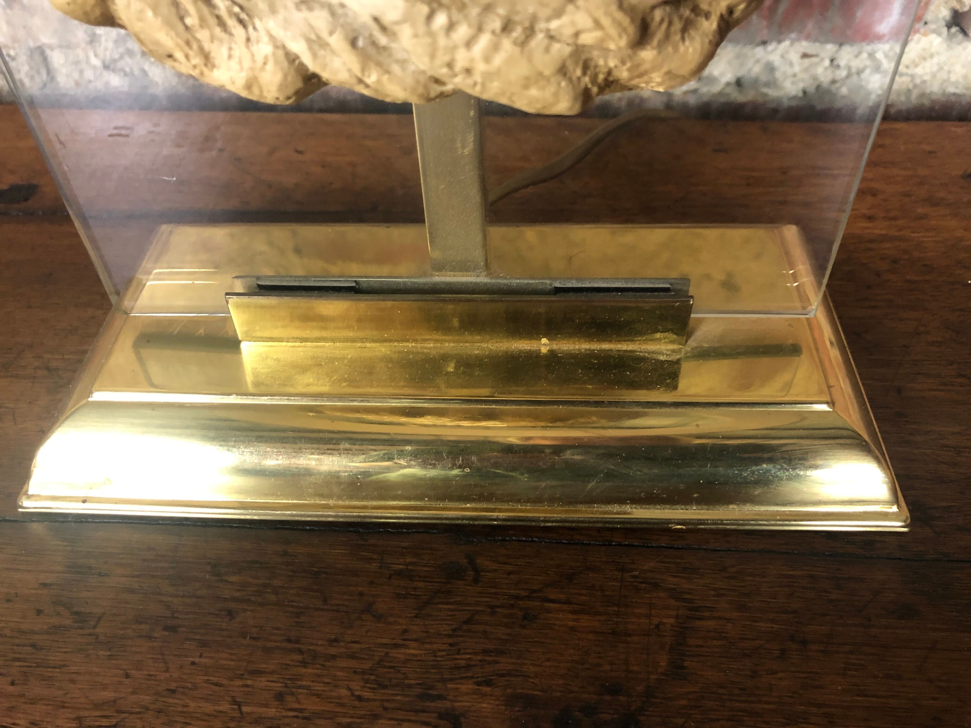 Neoclassical lamp face of the god Pan on Mount Altuglass and 50'S gold metal