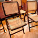 vintage wooden folding chairs with caning