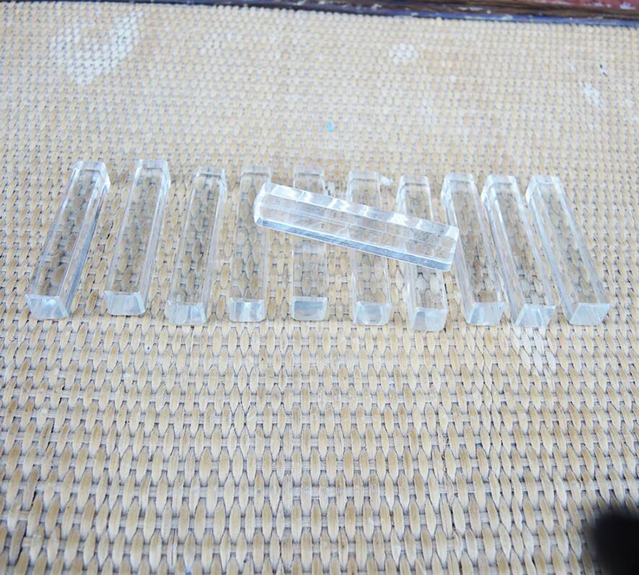 11 old rectangular crystal knife rests