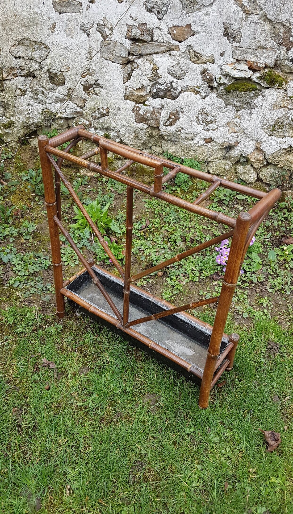 Door old wooden umbrellas turned