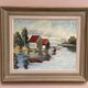 Original Swedish Oil on Canvas – "Houses and Trees", Unknown Artist – Signed, Vintage and Framed – 53.5 x 46 cm (21 x 18 inches)