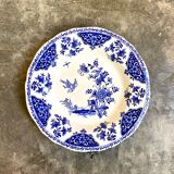 Plat rond et creux Gien en faïence émaillée blanche et bleue