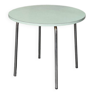 Table ronde formica vert d'eau 1960