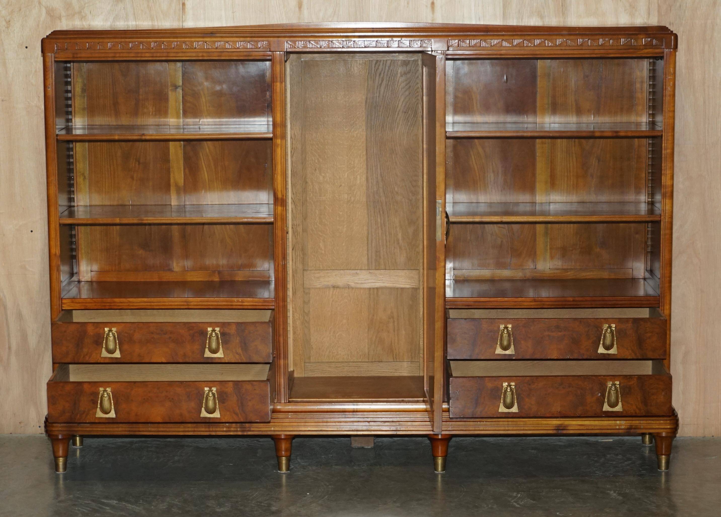 Art Nouveau library in burr walnut by Léon Jallot