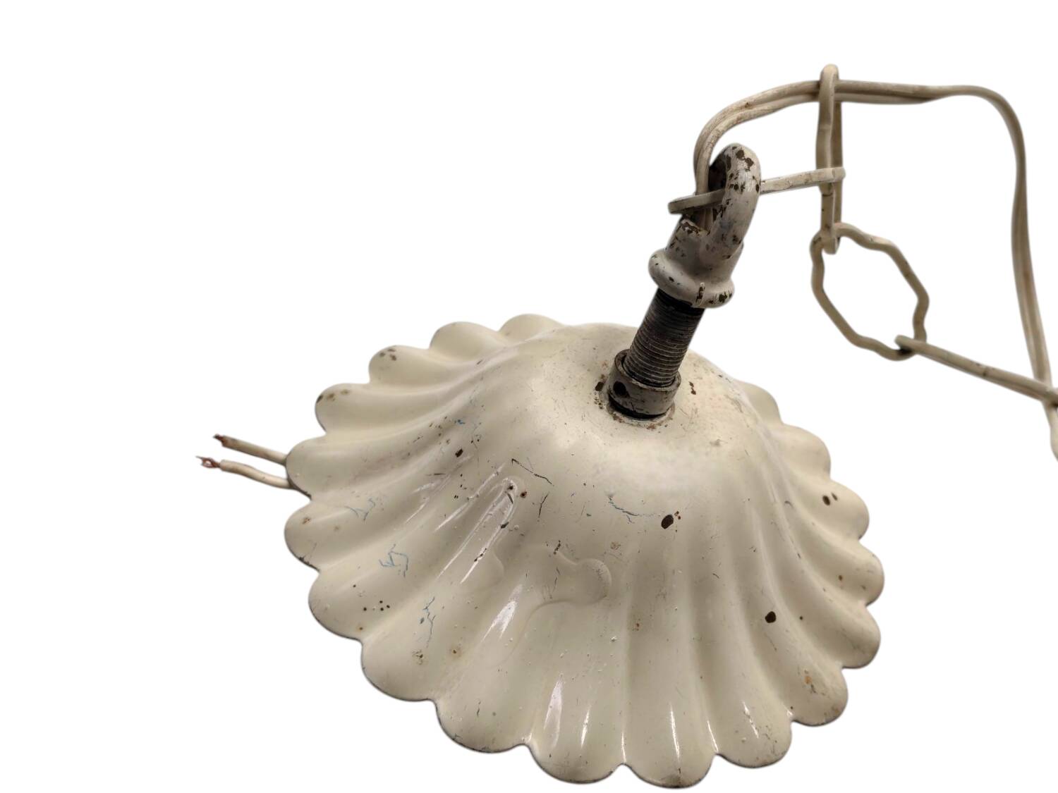 Vintage 1950s Italian Wrought Iron Floral Chandelier – Hand-Painted