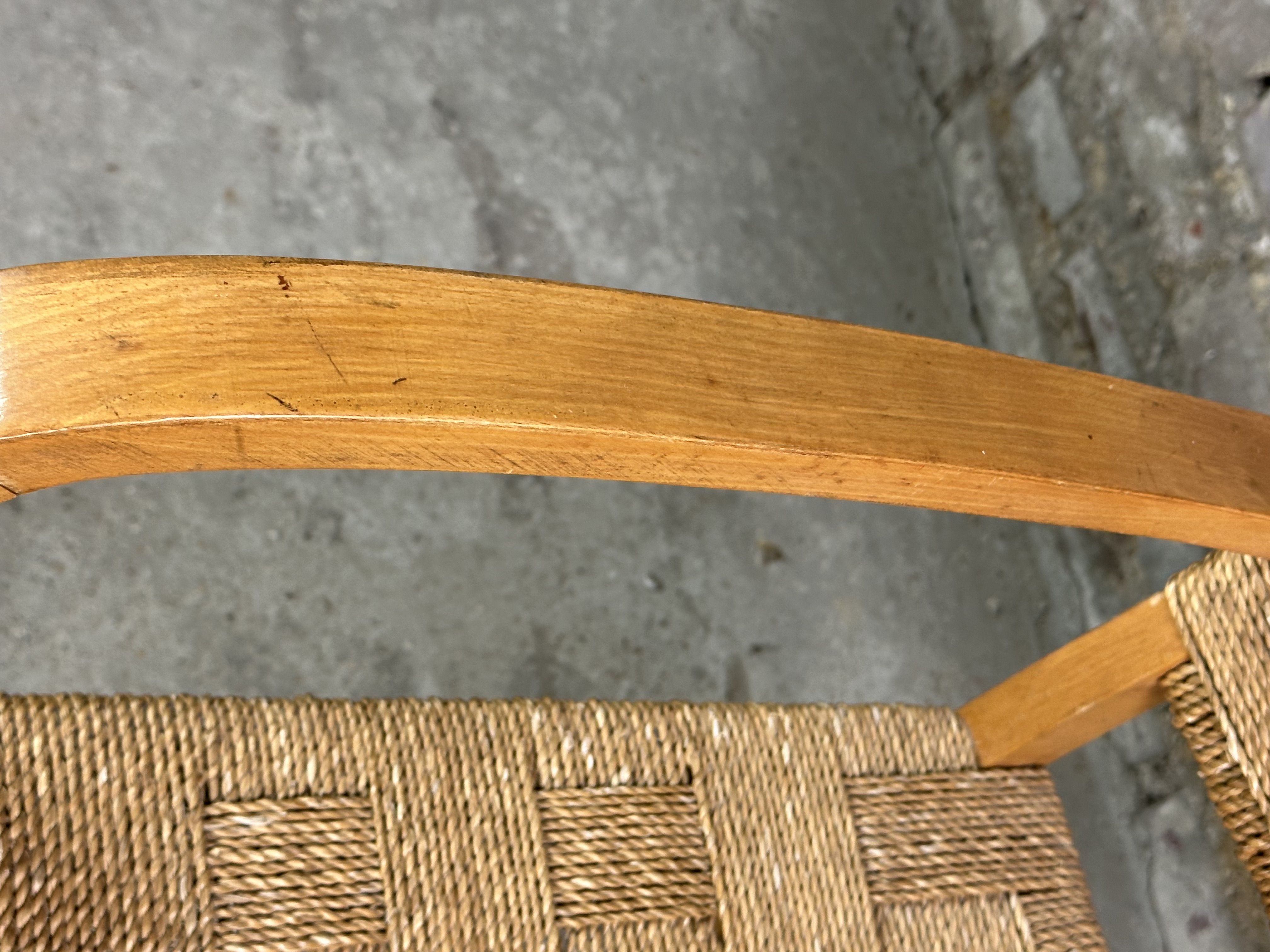 Dutch armchair rope and wood Vroom & Dreesman vintage 1960