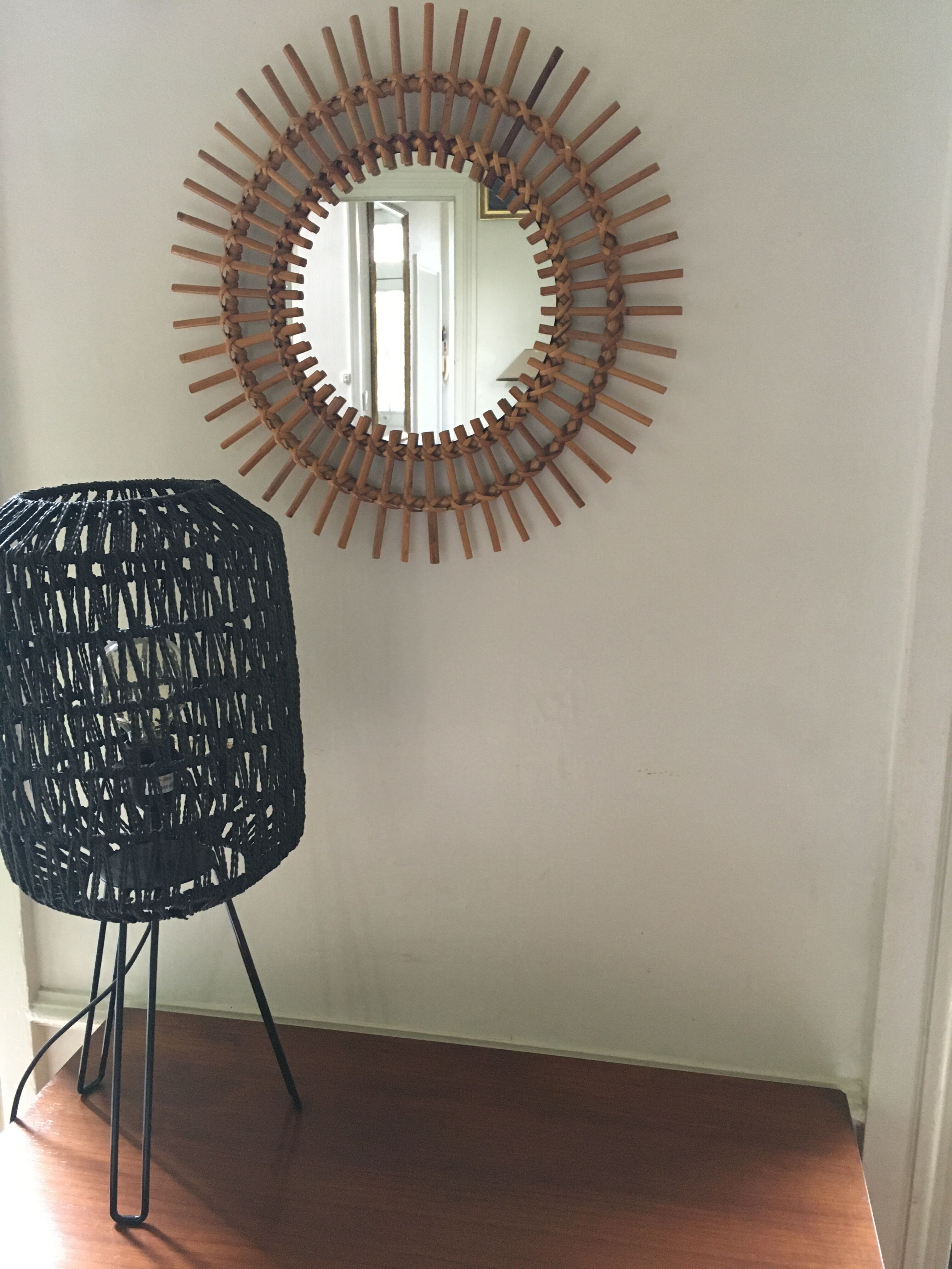 Vintage rattan sun mirror 70/80 47cm