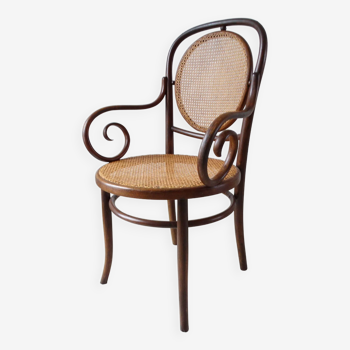 Fischel armchair seat and curved wood cane back