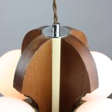 Lustre Mid-Century Scandinave en Chrome et Opaline, 1960s