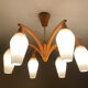 Vintage Pendant Lamp Scandinavian Temde, Wood and Opal Glass, 60s