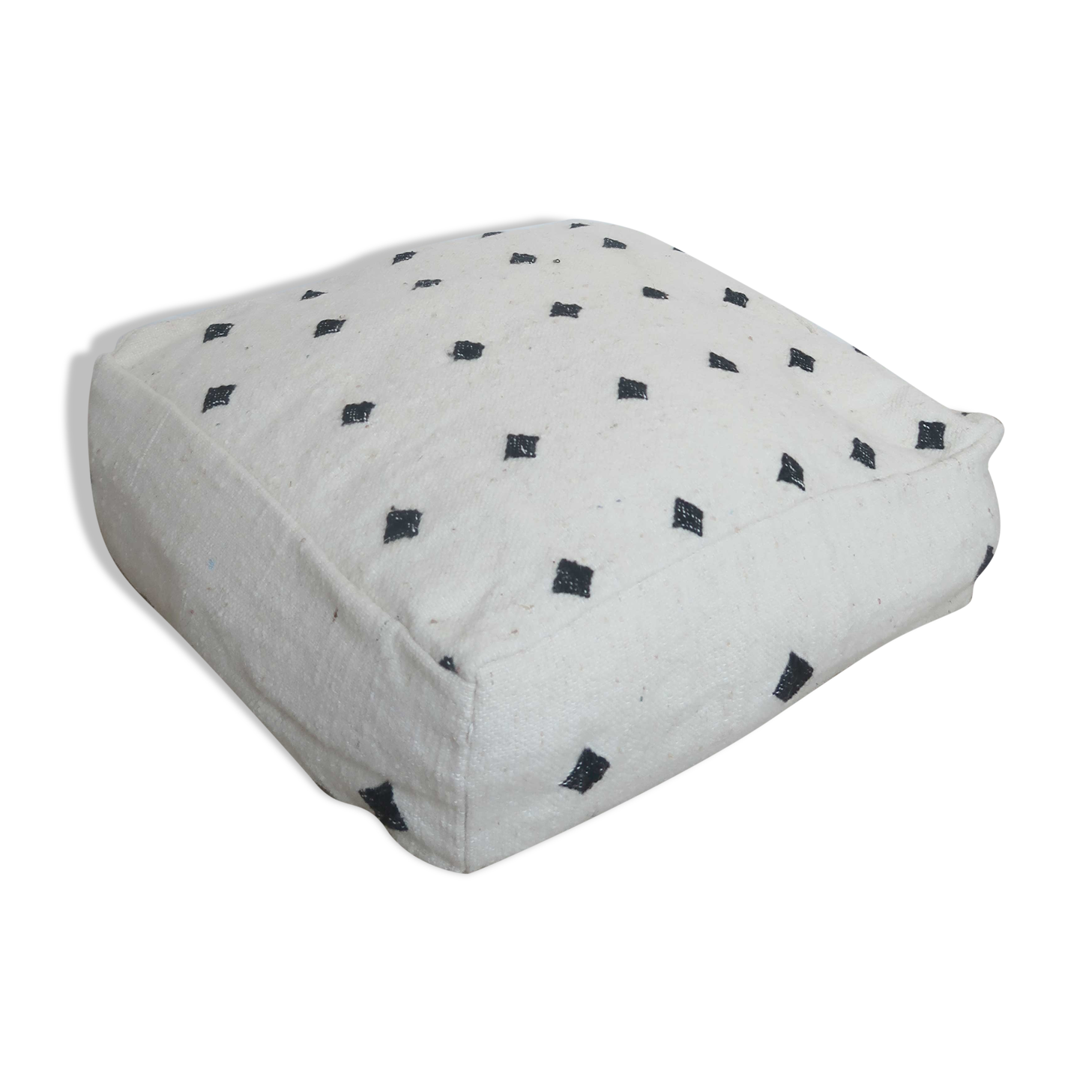 Berber pouf cover Béni Ouarain with black and white diamonds