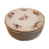 Set of porcelain dessert plates with flower patterns