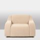 A pair of large and comfortable beige fabric armchairs. Contemporary.