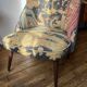 J. Tenreiro, Brazil. Concha armchair with tapered legs, Cluny tapestry 1400.