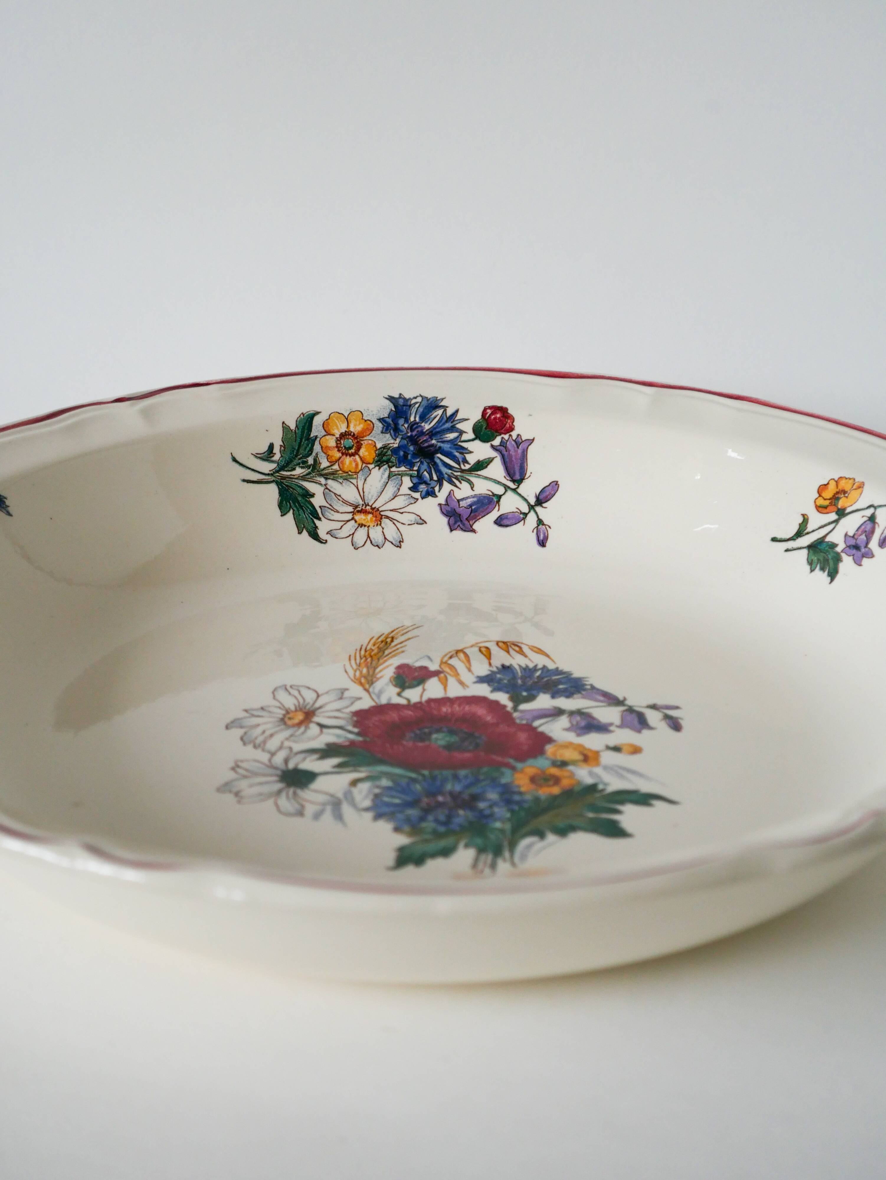 Large hollow dish Digoin Sarreguemines model Agreste, 1960