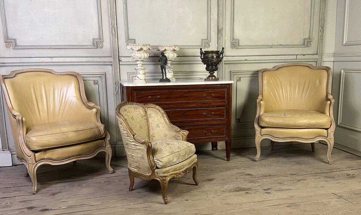 A Louis XV style child's bergère chair in carved and gilded wood, circa 1880
