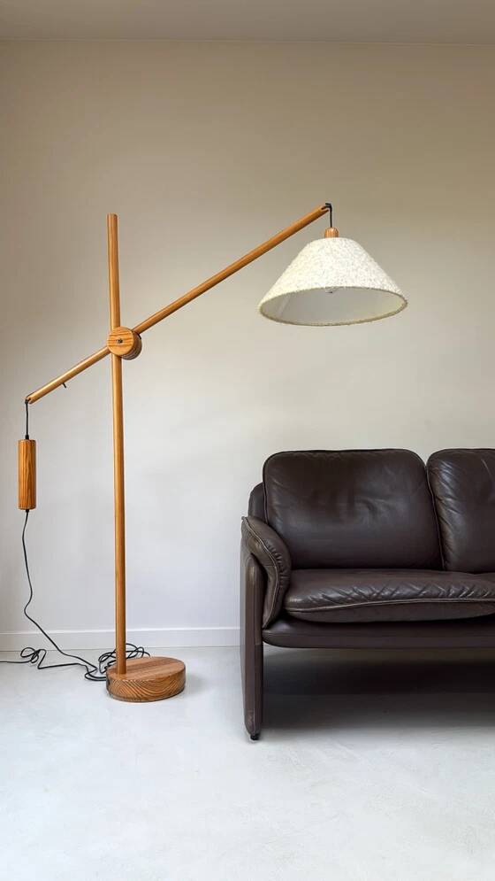 Vintage Domus teak wood floor lamp