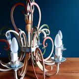 Florentine pendant lamp in hand-painted polychrome metal