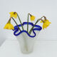 Vase mouchoir verre sablé bords bleus