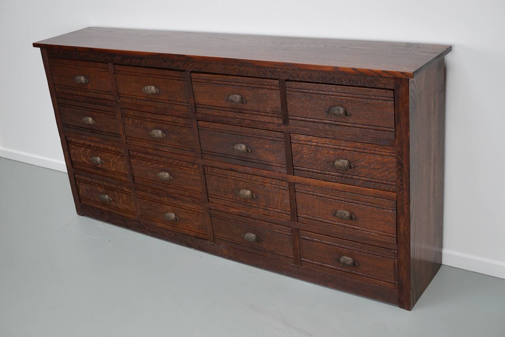 French Restored Oak Hardware Store Apothecary Cabinet, 1920/1930s