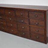 French Restored Oak Hardware Store Apothecary Cabinet, 1920/1930s