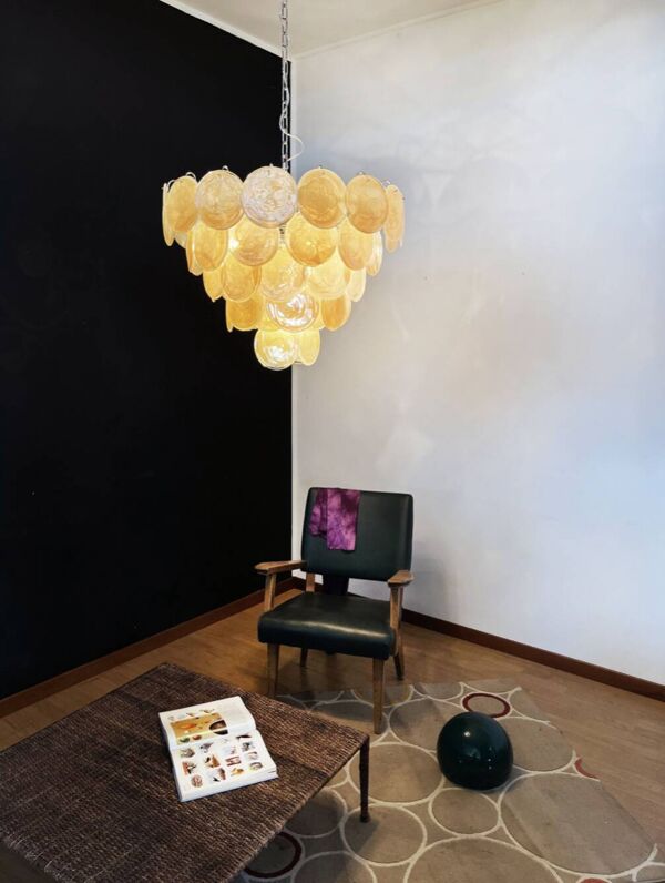 Lustre Murano vintage - 57 verres irisés en albâtre doré