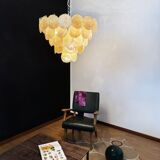 Vintage Murano Chandelier - 57 iridescent golden alabaster glasses