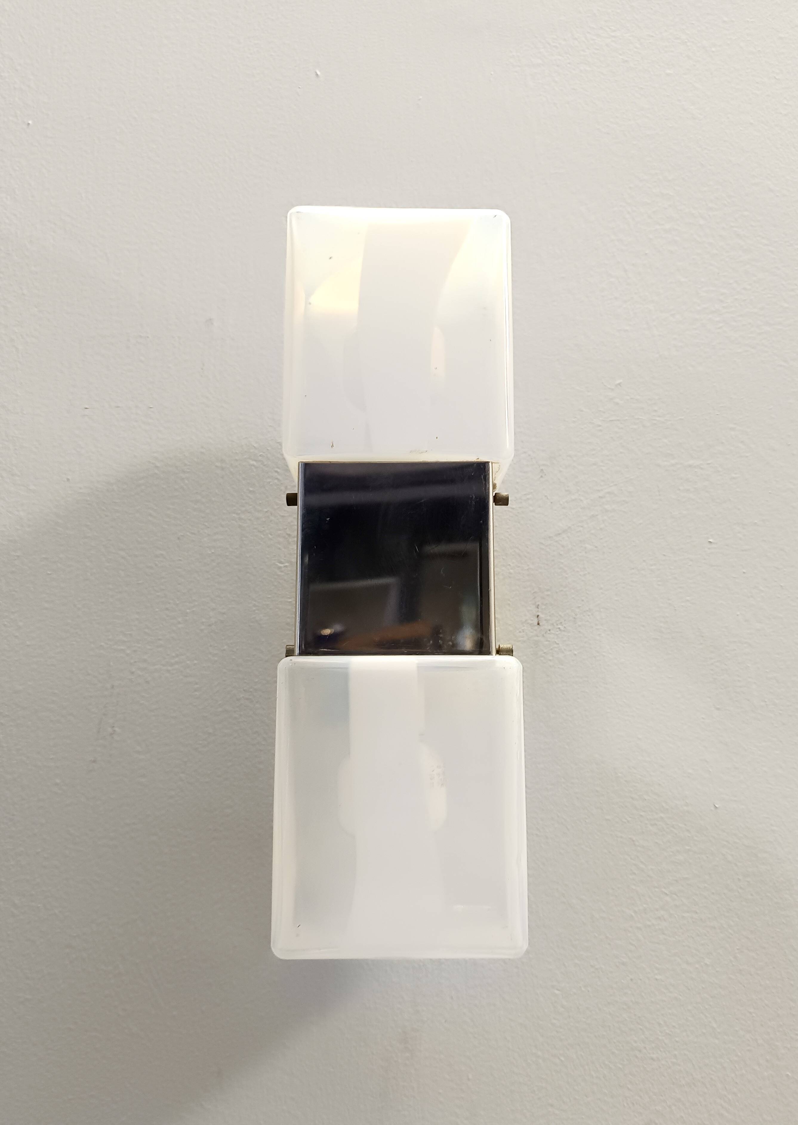 Two-Light Murano Glass and Chrome-plated Metal Sconce by Carlo Nason for Ma
