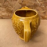 Old barbotine pitcher sarreguemines yellow ceramic squirrel decor