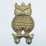 Patère double en laiton représentant un hibou