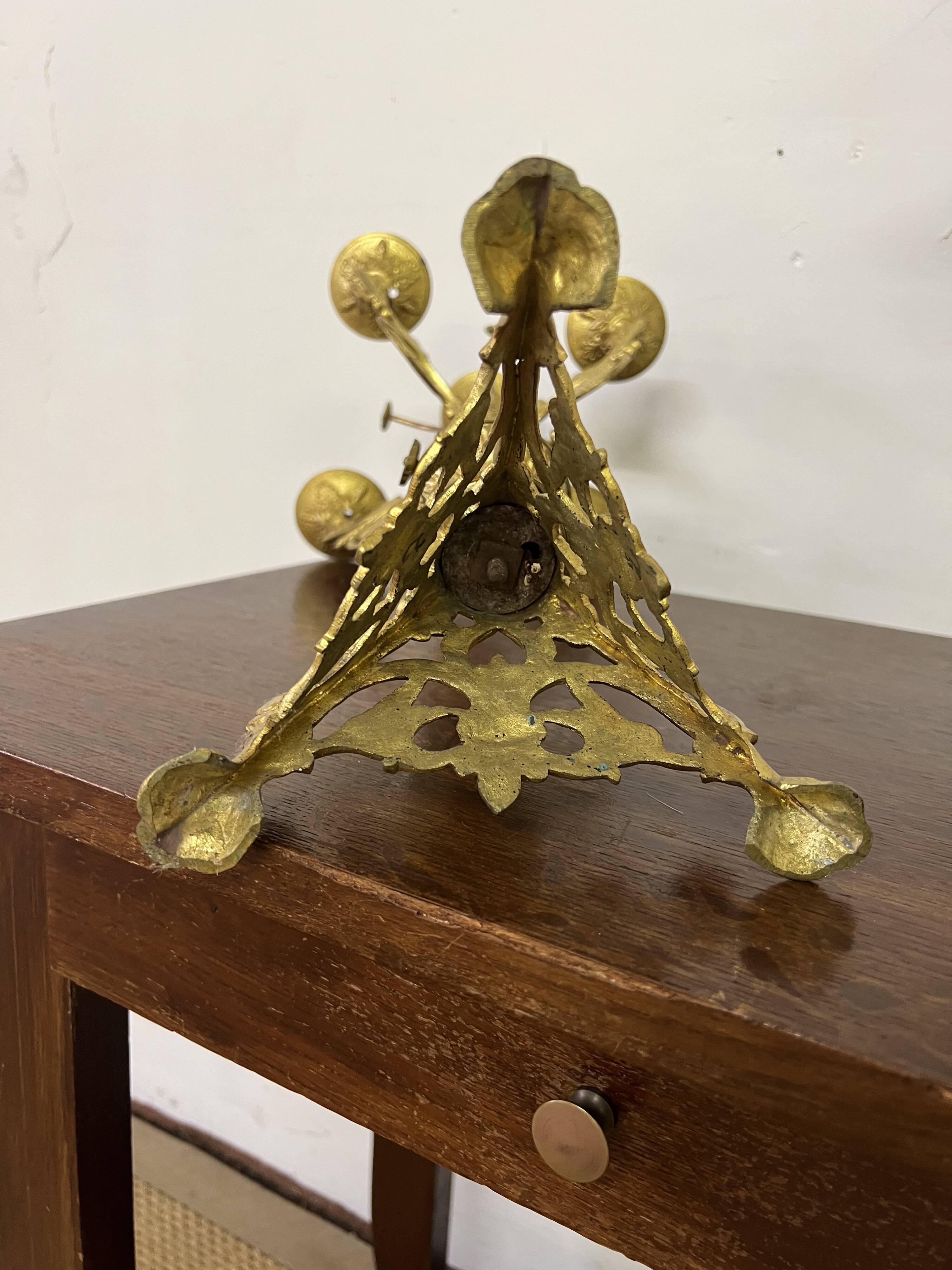 Pair of old altar candelabras in gilded brass from the 19th century