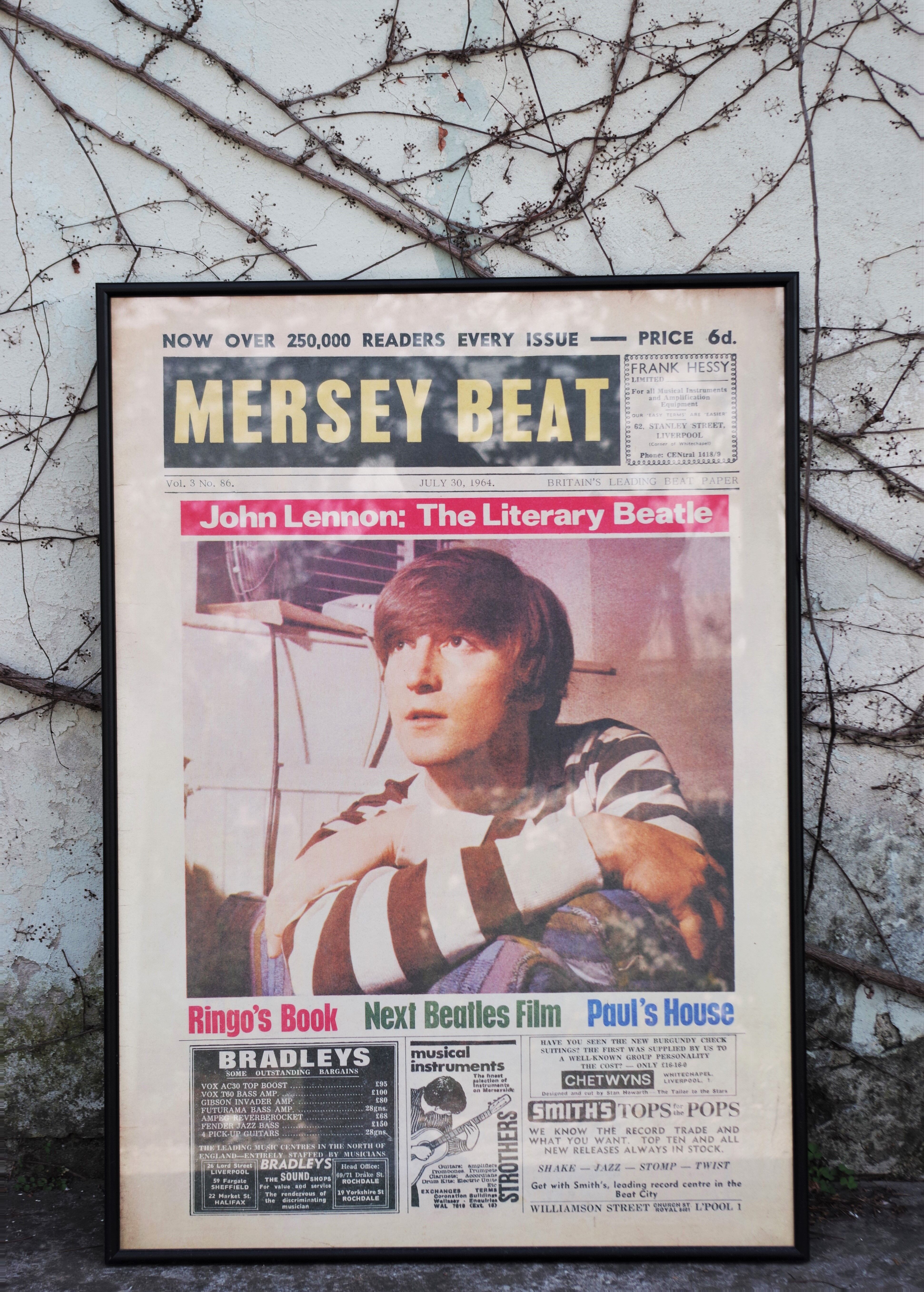 Vintage Beatles poster depicting John Lennon