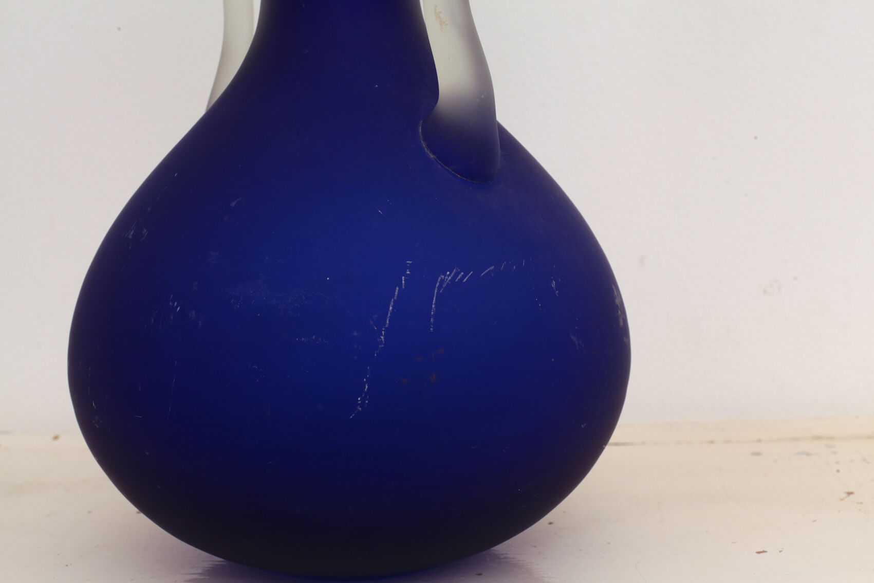 Large vase - sanded blue glass