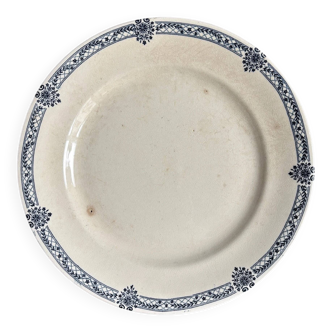Round Salins dish in blue ironstone, "Arbois Ennege" service