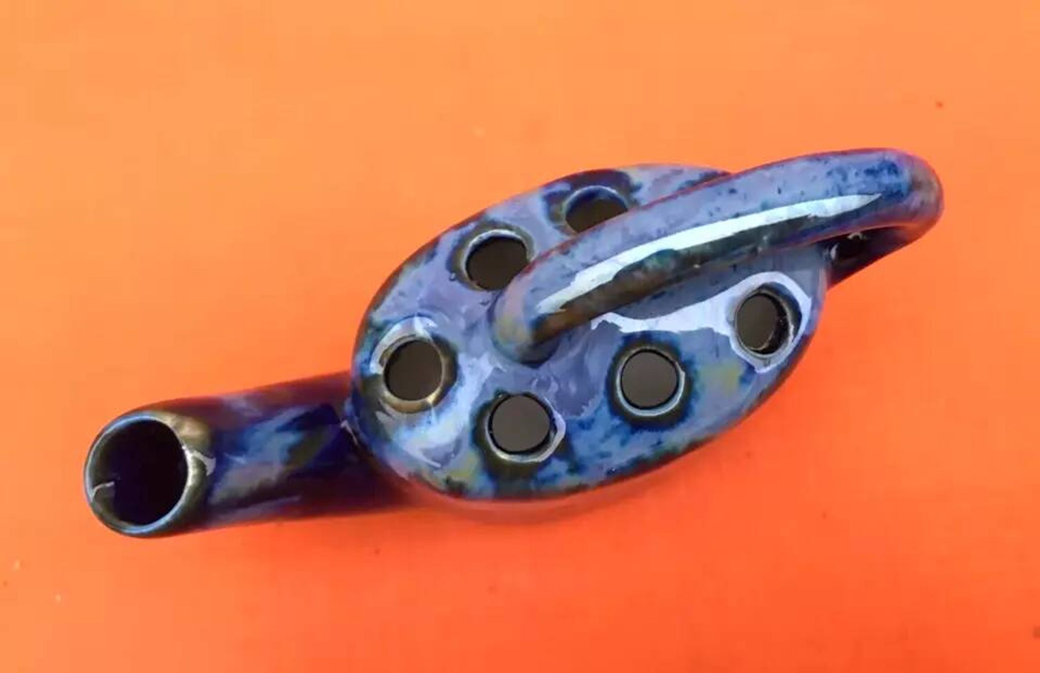 Vase années 1950 / pique fleurs forme arrosoir grès flammé