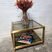 Gold coffee table and smoked glass