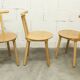 Set of 3 minimalist chairs in light wood 1980 Italy