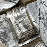 Pompadour fireplace in Louis XV style from around 1880 in blue floral marble.