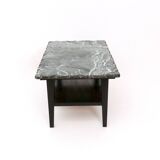 Ebonized Wood Coffee Table with a Green Alps Marble Top, Italy