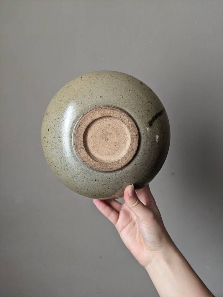 Handmade ceramic vase or empty pocket, Japanese design, Japandi stoneware