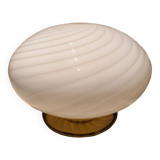 Large globe white swirl table wall or ceiling lamp in Murano glass italian vintage home decor MCM Midcentury modern flush mount sconce light
